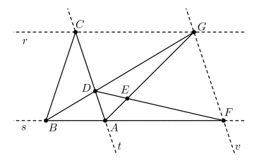 Triângulos ADE, BCD e AEF