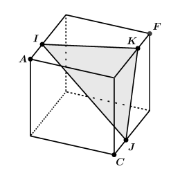 Cubo com triângulo IJK