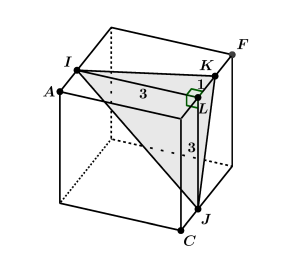 Cubo com triângulo IJK