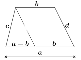 Trapézio com lados a, b, c e d