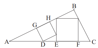 Triângulo com dois quadrados