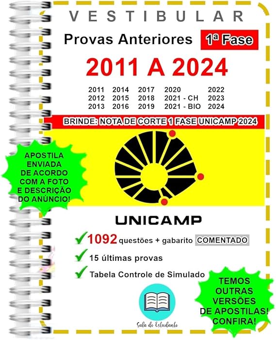 Provas UNICAMP 1ª fase com gabarito comentado