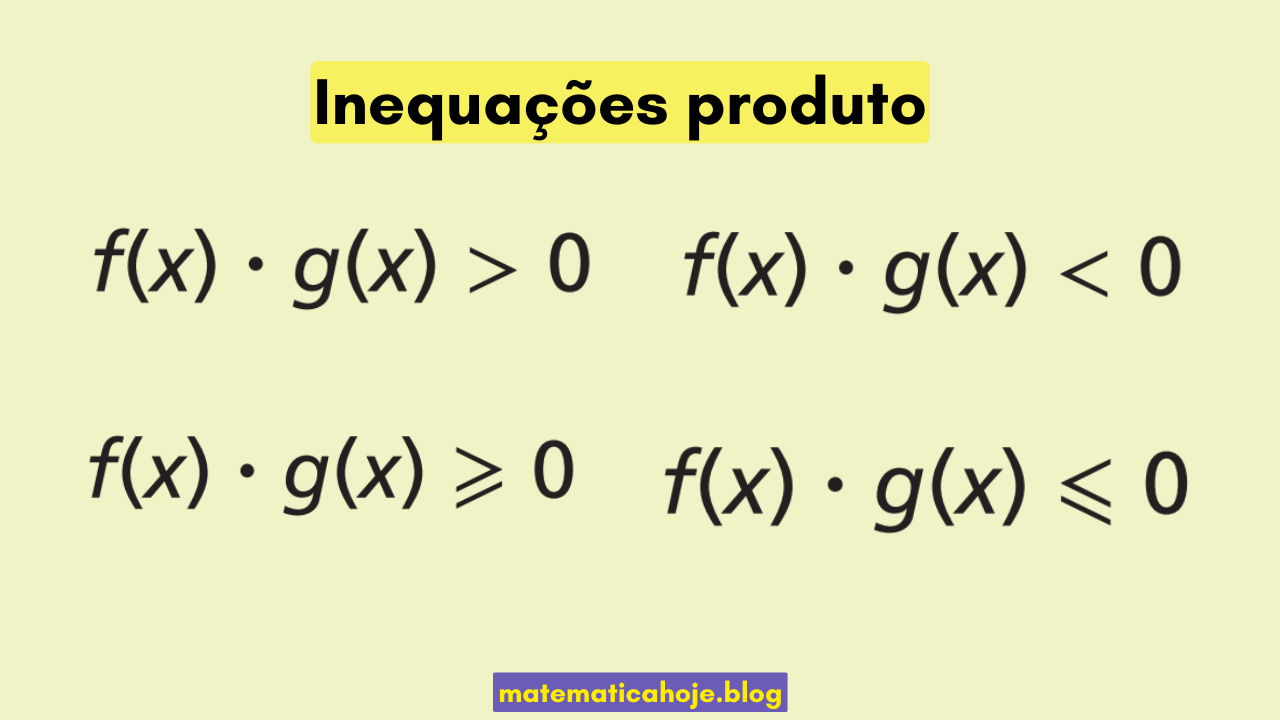 Modelos de inequações produto: f(x)·g(x) > 0, < 0, ≥ 0, ≤ 0
