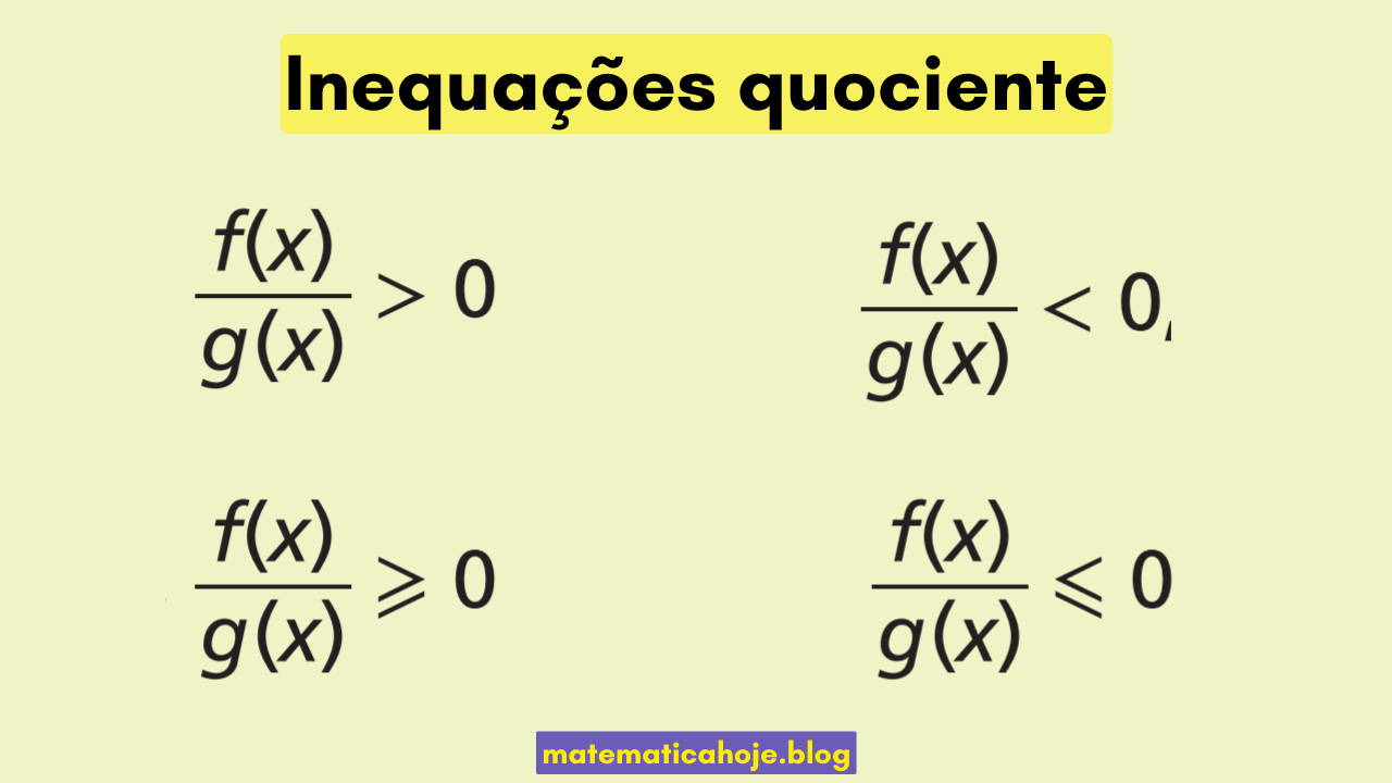 Modelos: f(x)/g(x) > 0, < 0, ≥ 0 e ≤ 0