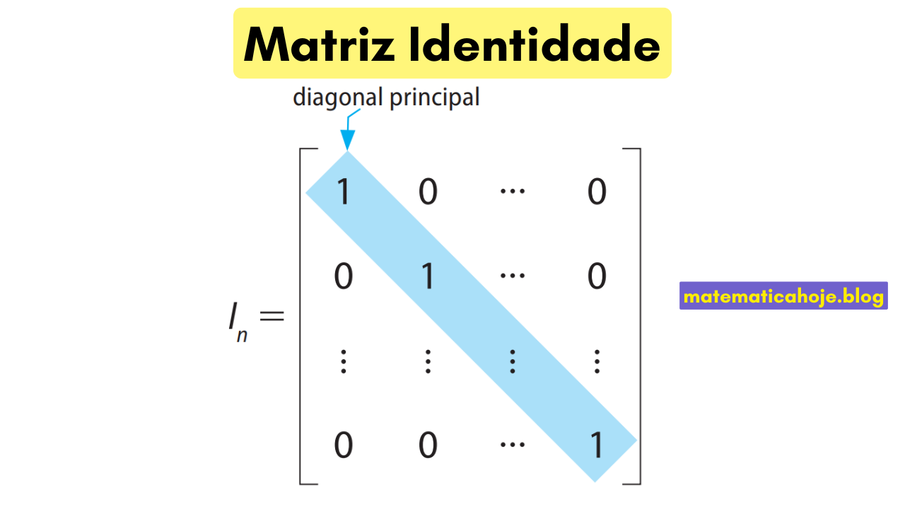Exemplo de matriz identidade com diagonal principal destacada