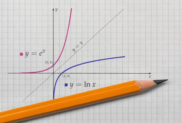 Capa ilustrativa: função e sua inversa simétricas em relação à reta y = x