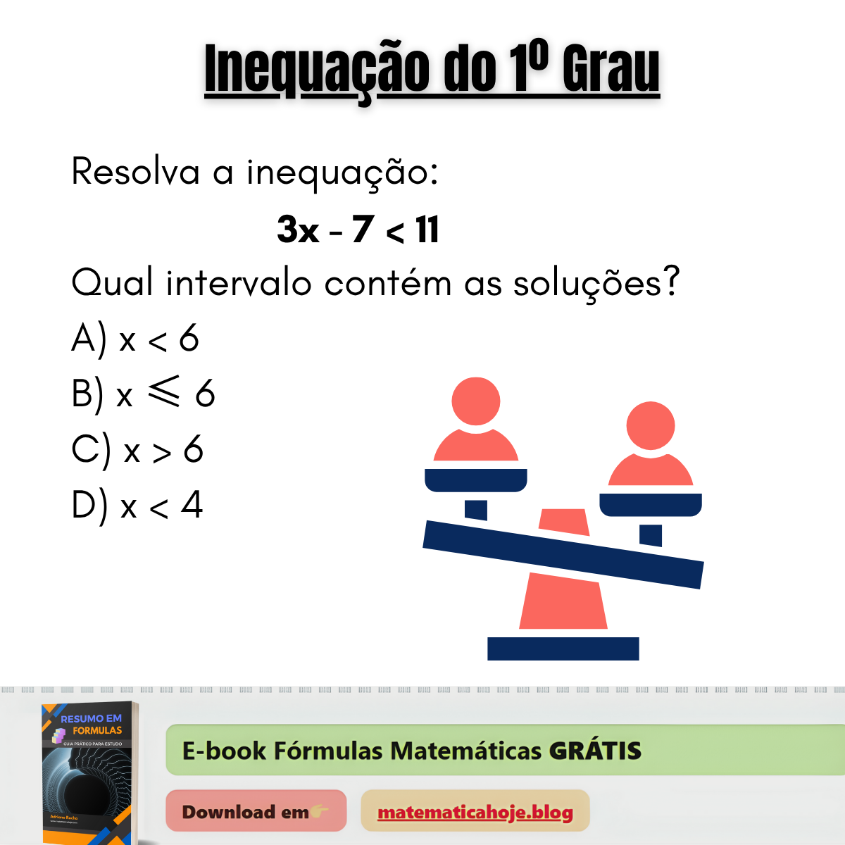 Exercício Inequação do 1º Grau