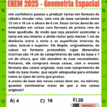 🎂 ENEM 2025: Qual caixa de bolo você escolheria para caber todas as tortas?