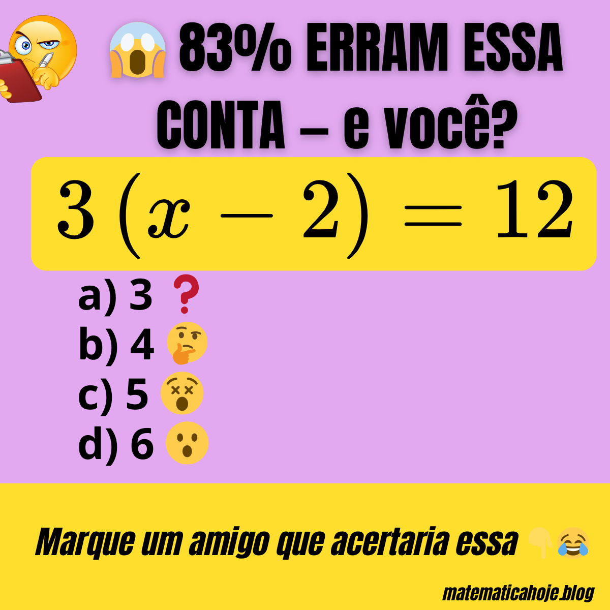 equação viral 3(x - 2) = 12