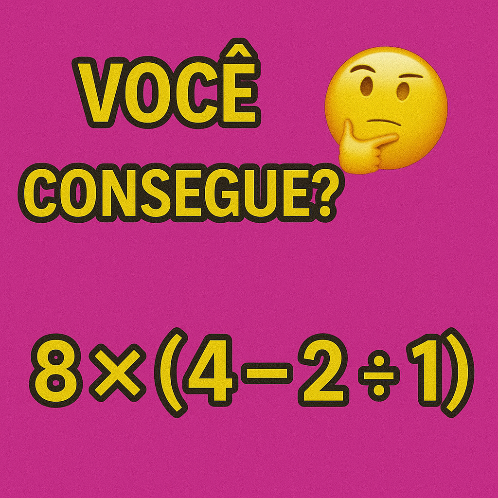 Desafio matemático: 8 × (4 − 2 ÷ 1)