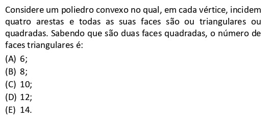 Questão de poliedros e fórmula de Euler da FGV 2026 Matemática