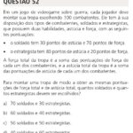 Questão 52 UNICAMP 2026: Sistema de Equações com Soldados e Estrategistas em um Jogo de Guerra