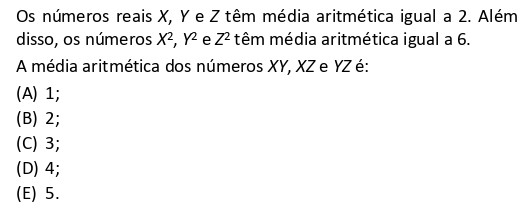 Questão de médias algébricas da FGV 2026 Matemática