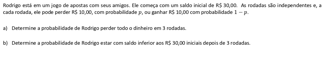Questão discursiva da FGV 2026 sobre probabilidade em jogos de apostas