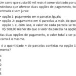 ENEM 2025 – Matemática Financeira: Parcelas de um carro com duas opções de pagamento