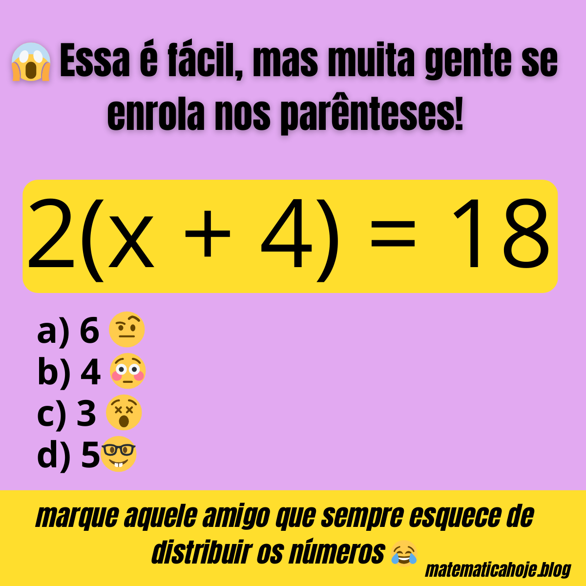 Equação do primeiro grau com parênteses