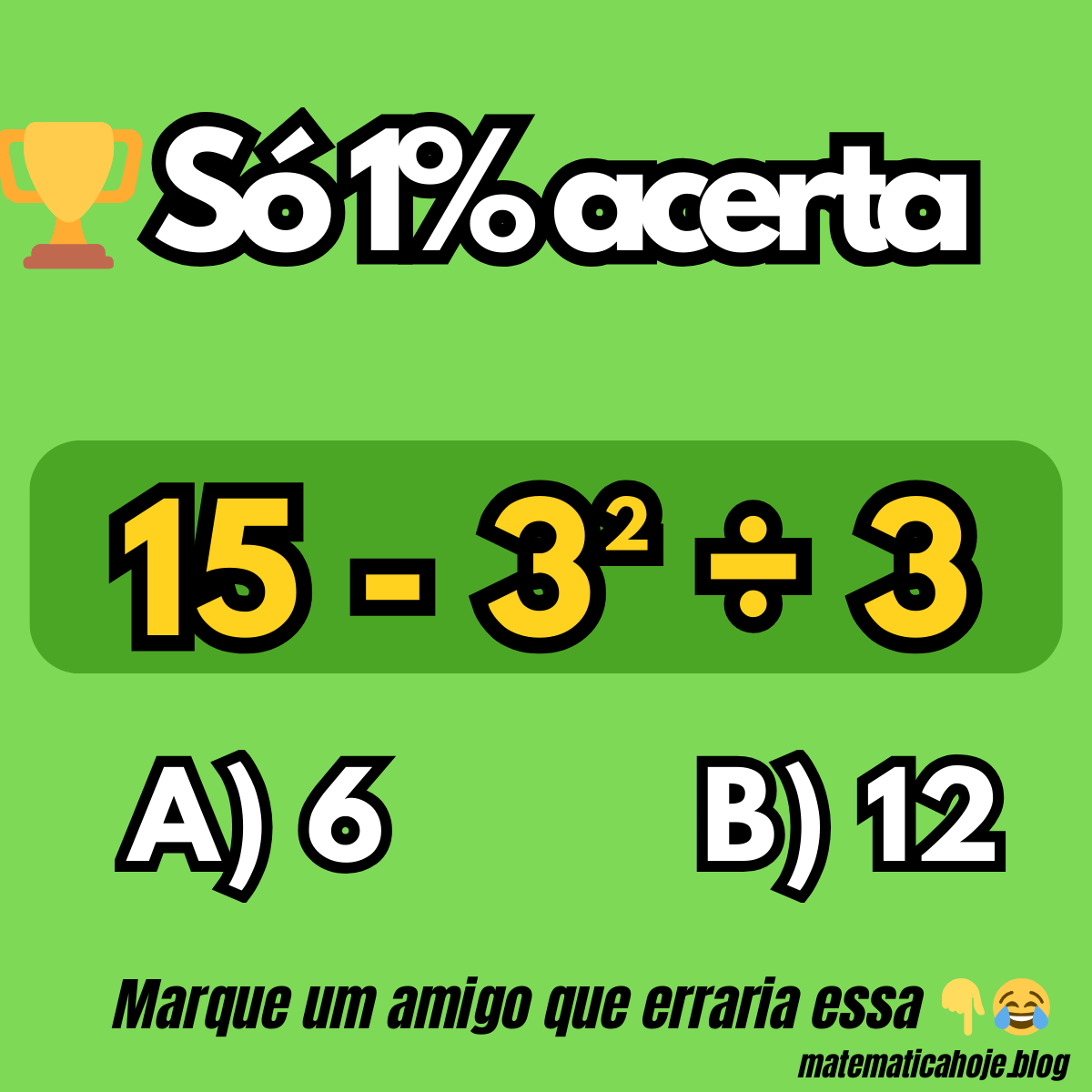 Desafio de expressão numérica com potência e divisão - Matemática Hoje