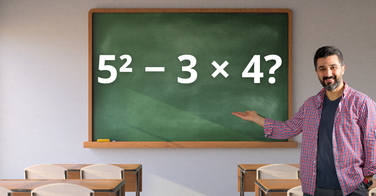 Expressão numérica: 5² − 3 × 4