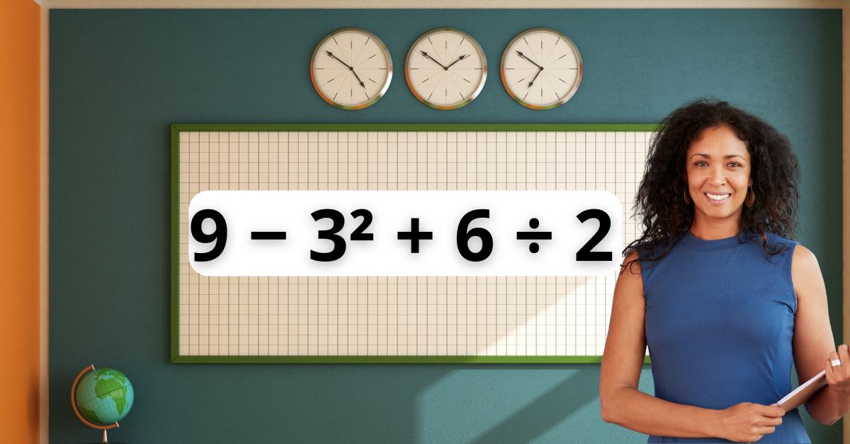 Expressão numérica: 9 − 3² + 6 ÷ 2