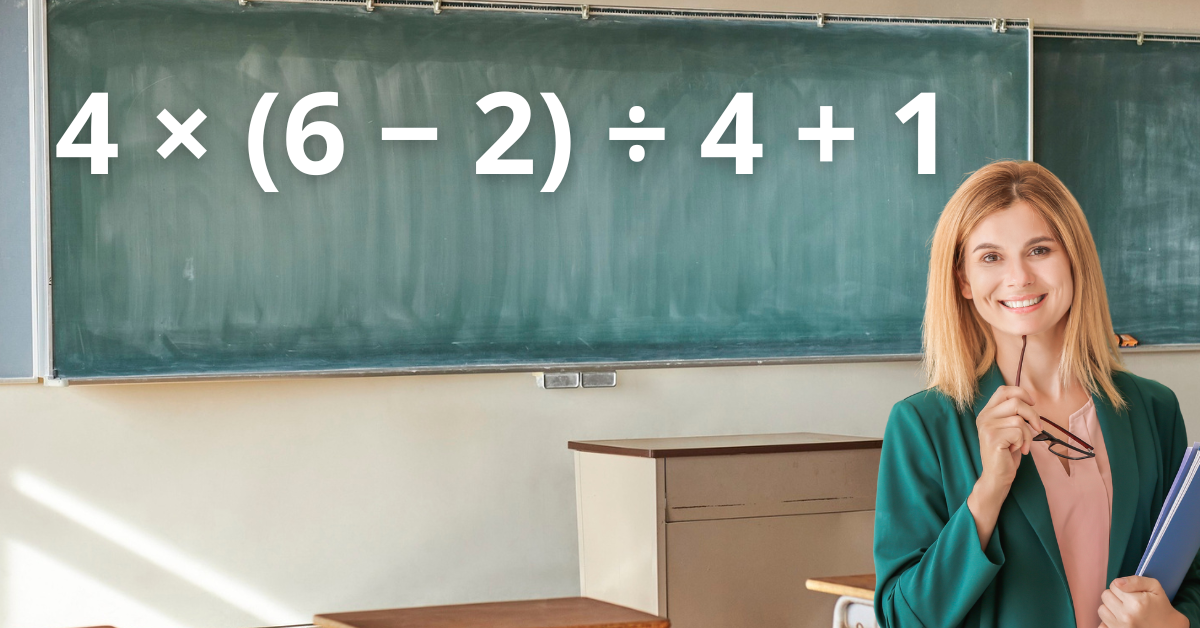 Expressão numérica: 4 × (6 − 2) ÷ 4 + 1