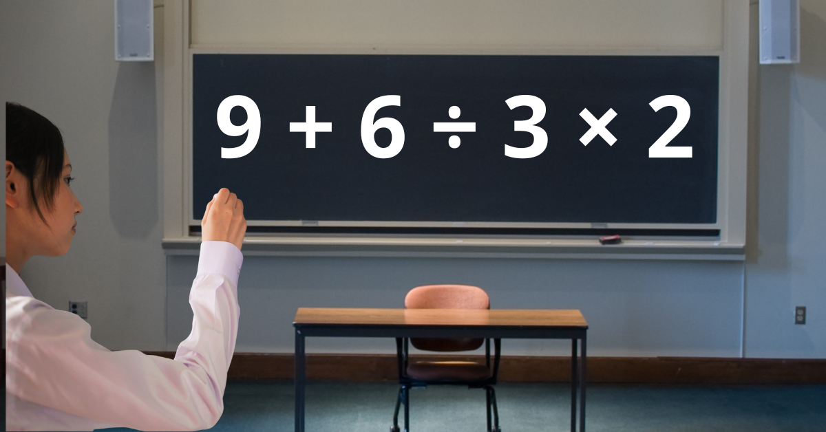 Expressão numérica: 9 + 6 ÷ 3 × 2