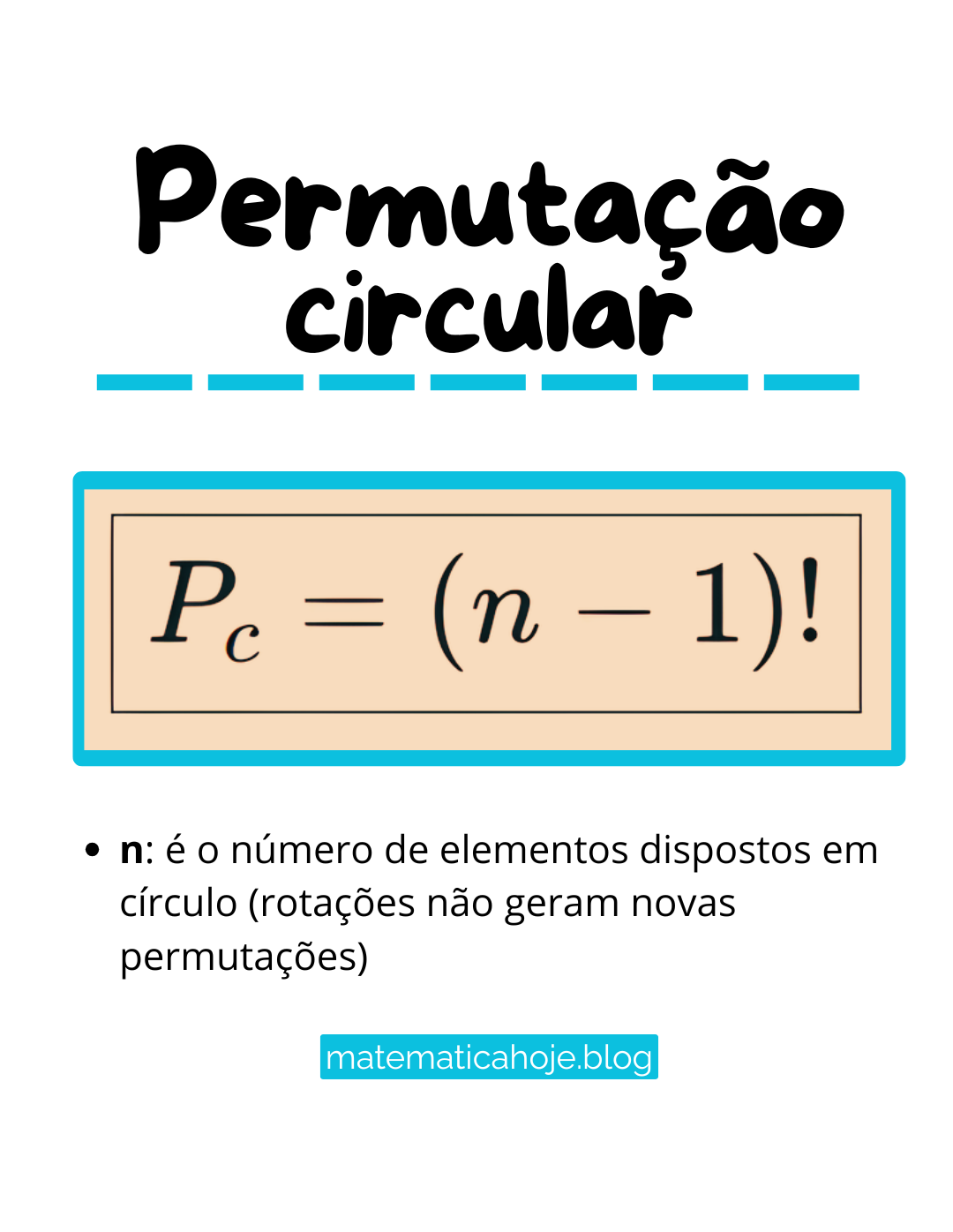 Permutação circular - fórmula Pc = (n-1)!