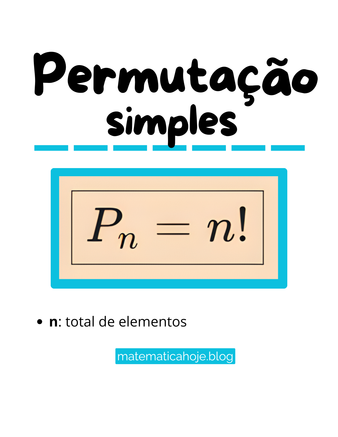 Permutação Simples - fórmula Pn = n!