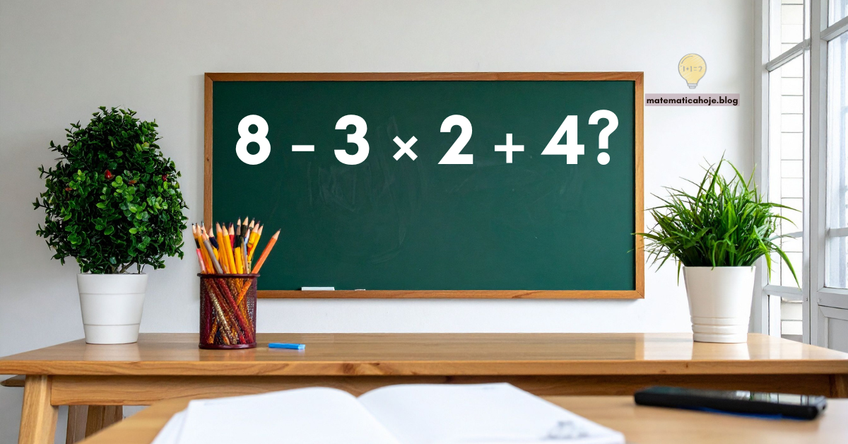 Expressão numérica: 8 − 3 × 2 + 4