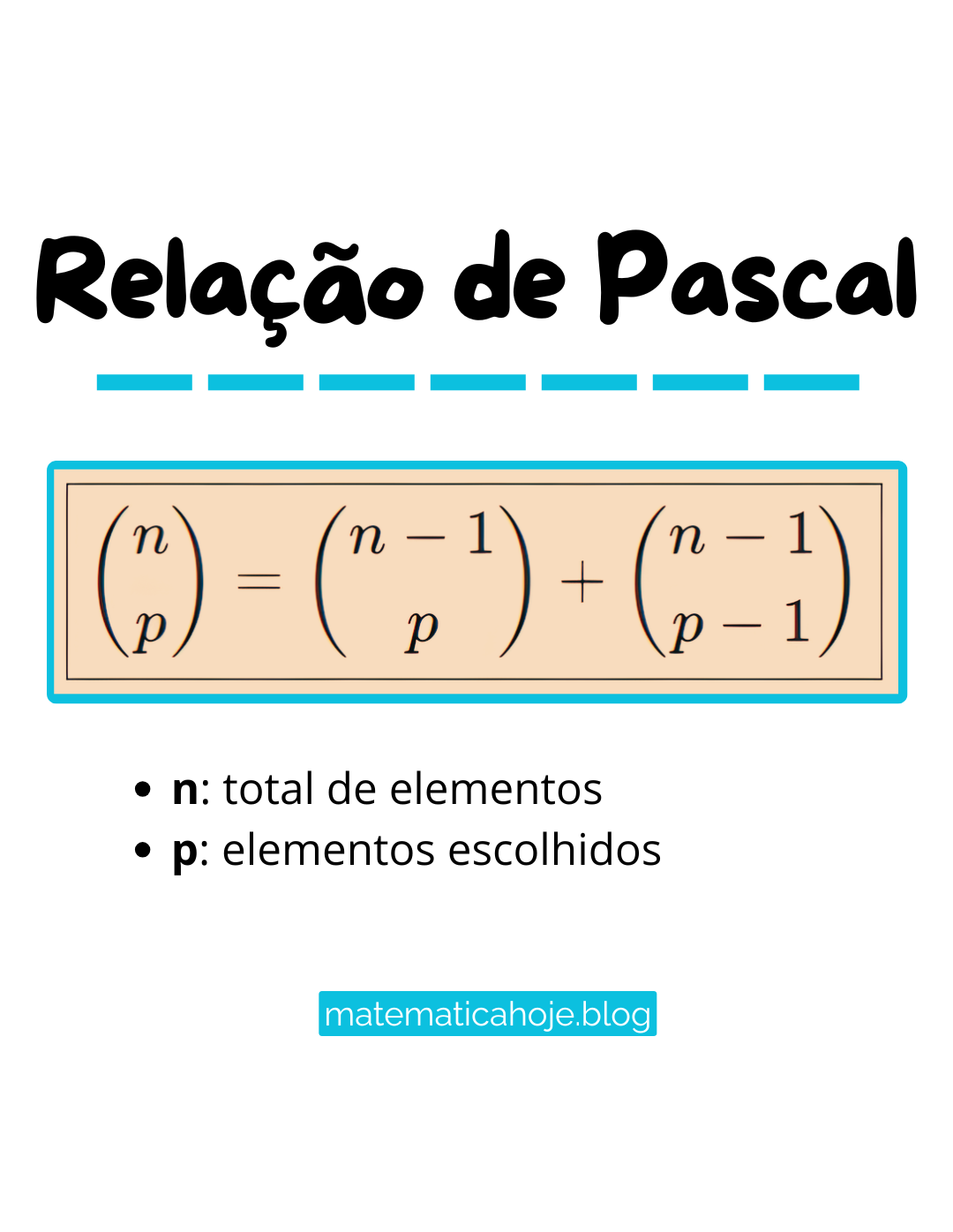 Relação de Pascal: (n p) = (n-1 p) + (n-1 p-1)