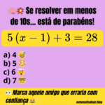 🔥 Equação: você consegue resolver essa de cabeça?