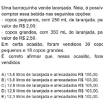 FGV 2025 Matemática: Regra de Três e Medidas de Volume (Laranjada)