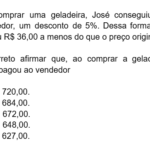 FGV 2025 Matemática: Desconto Percentual e Preço Pago (Geladeira)