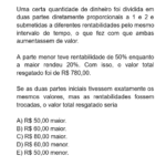 FGV 2025 Matemática: Proporção e Rentabilidade Percentual (Questão Resolvida)