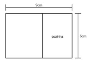 Planta baixa com retângulo da casa e da cozinha
