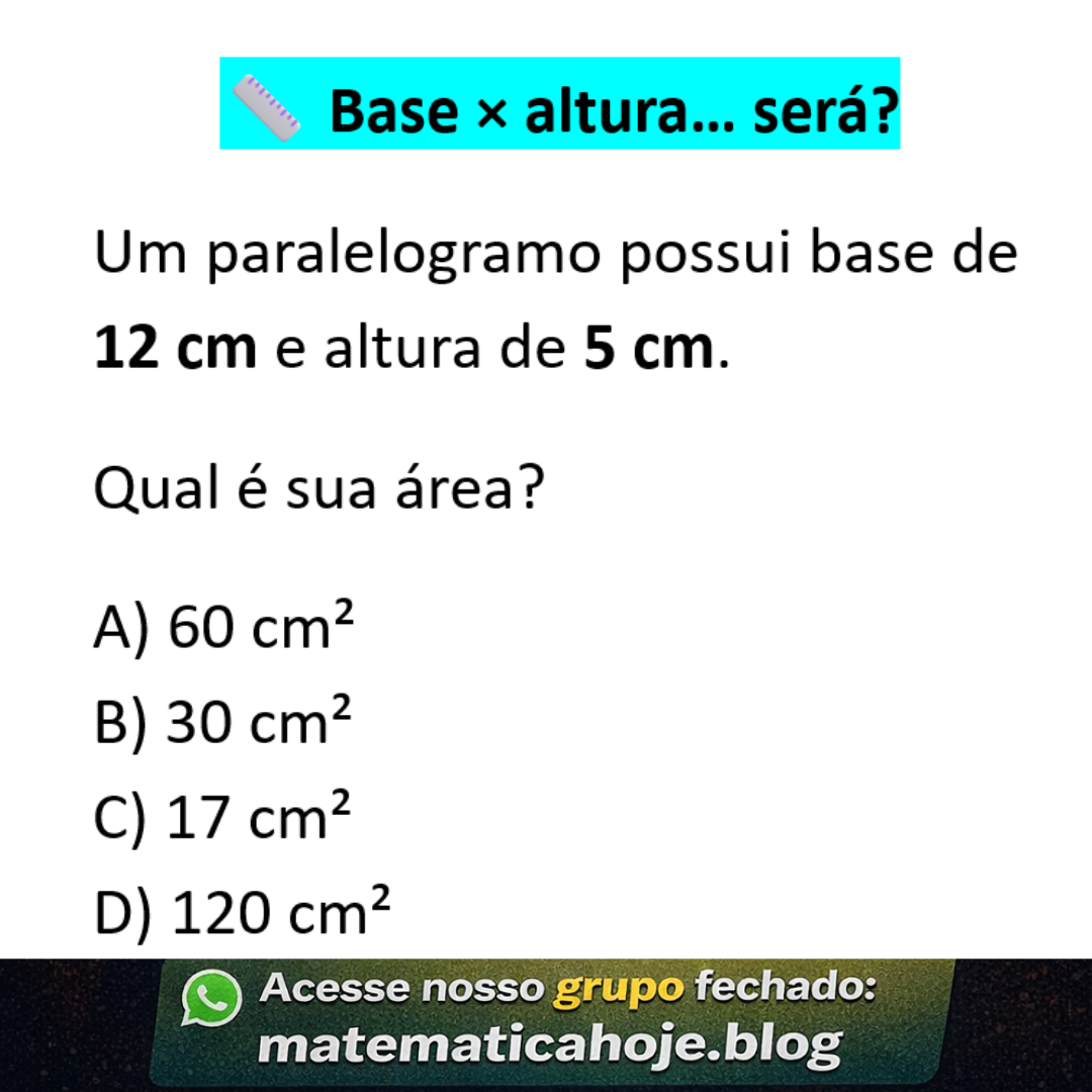 Questão sobre área de paralelogramo