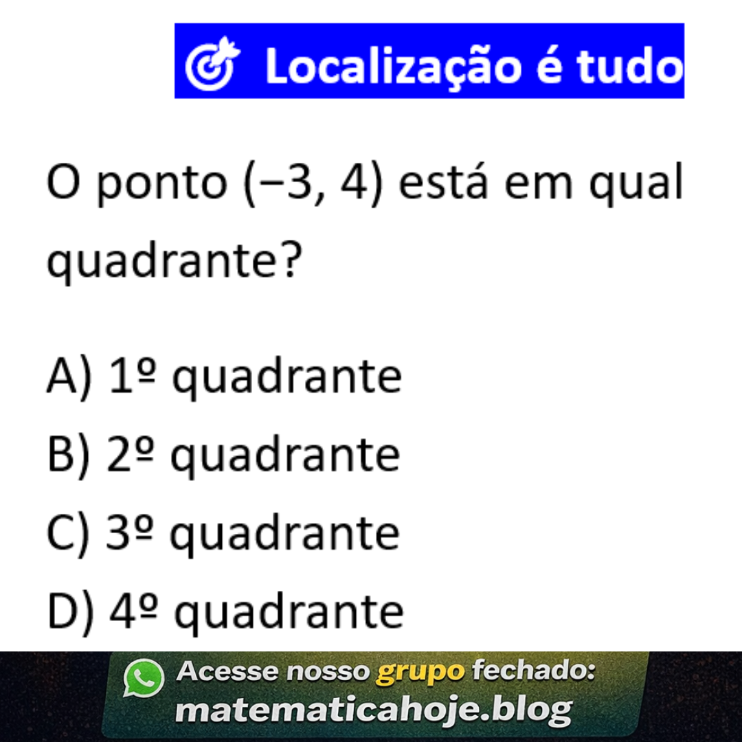 Questão sobre plano cartesiano e quadrantes