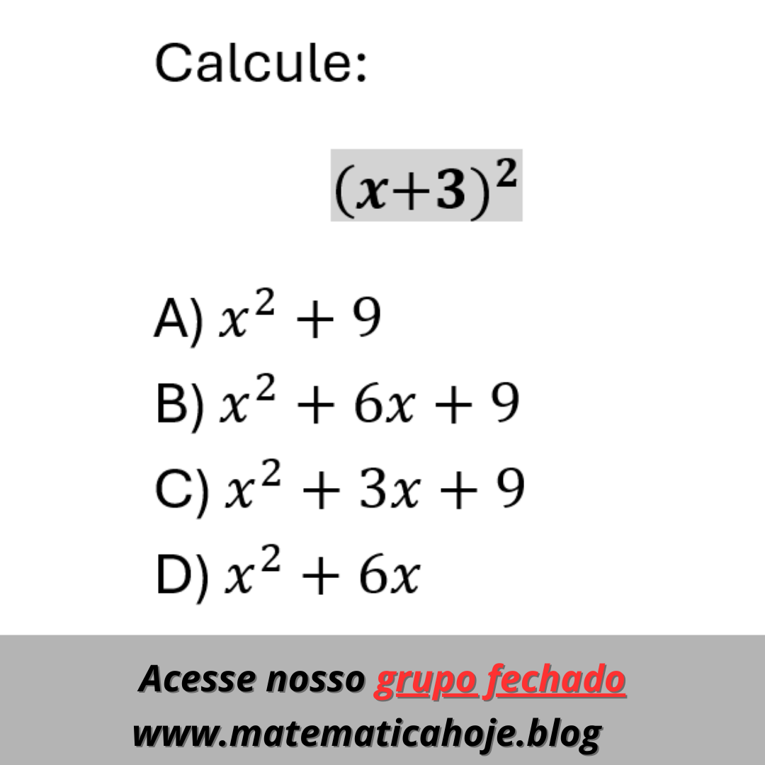 Produto notável quadrado da soma