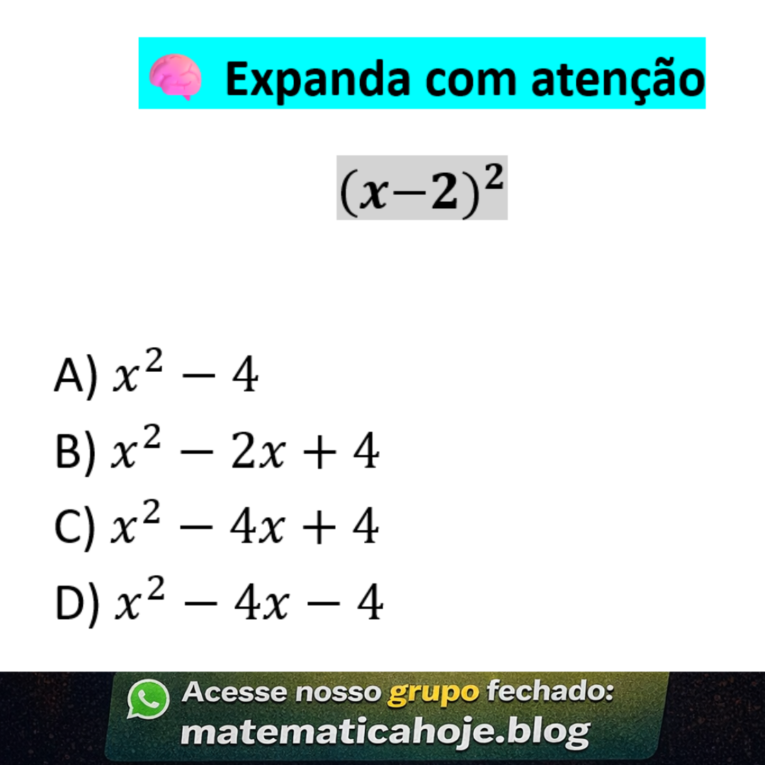 Questão sobre produtos notáveis