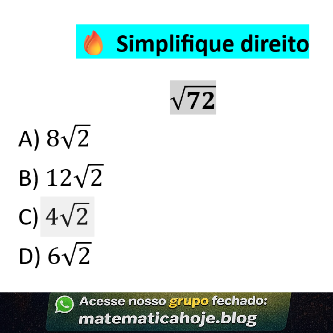 Simplificação da raiz de 72