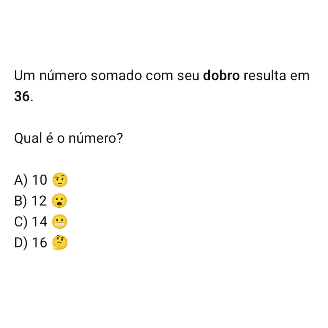 Questão de matemática sobre equação do primeiro grau