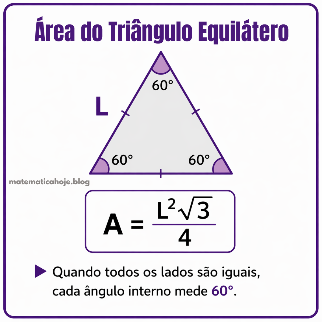 Área do triângulo equilátero com lado l e fórmula da área
