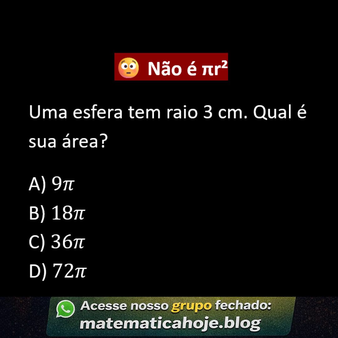 Área da esfera exercício