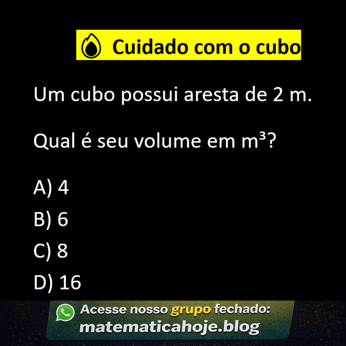 Volume do cubo exercício