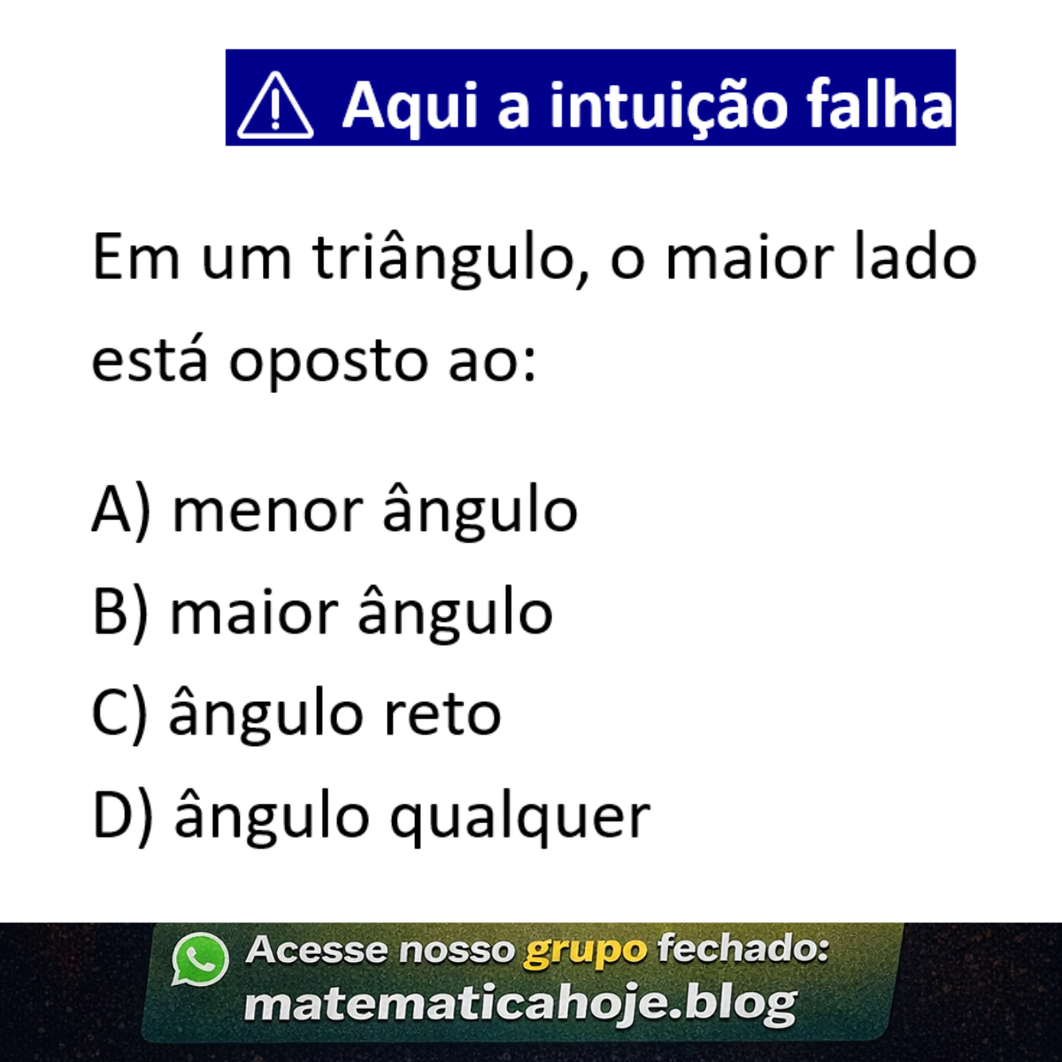 Questão sobre relação entre lados e ângulos no triângulo
