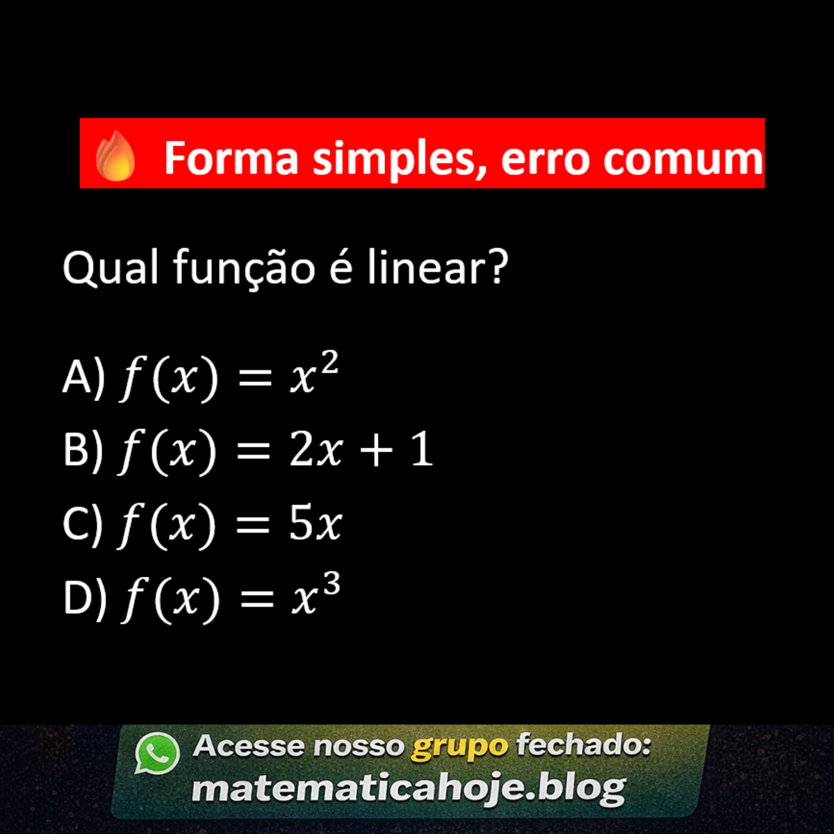 Questão sobre função linear e afim