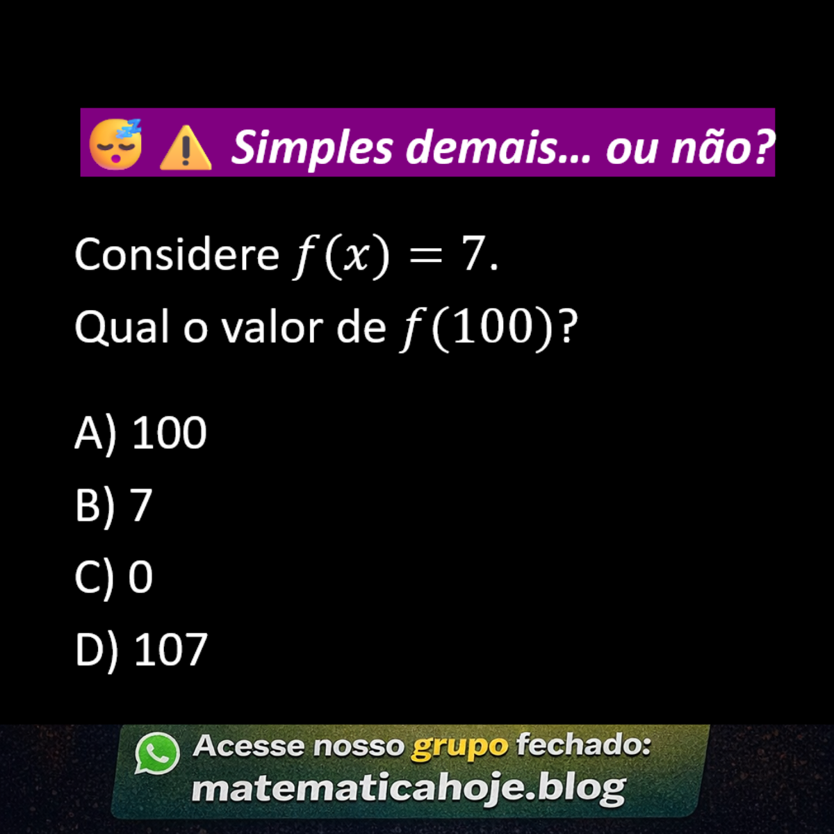 Questão sobre função constante