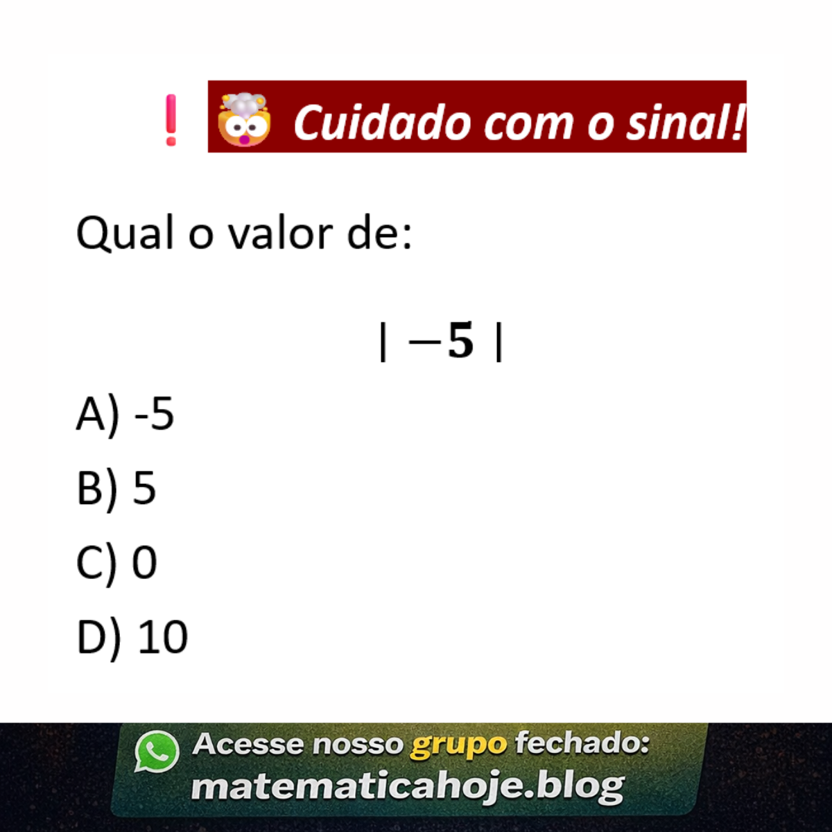 Questão sobre valor absoluto