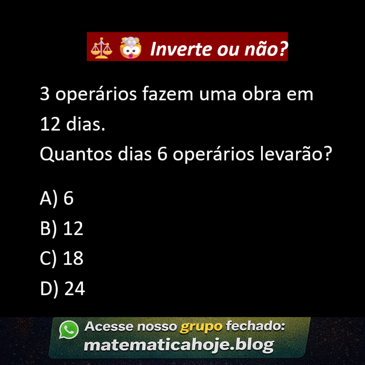 Questão sobre operários e tempo
