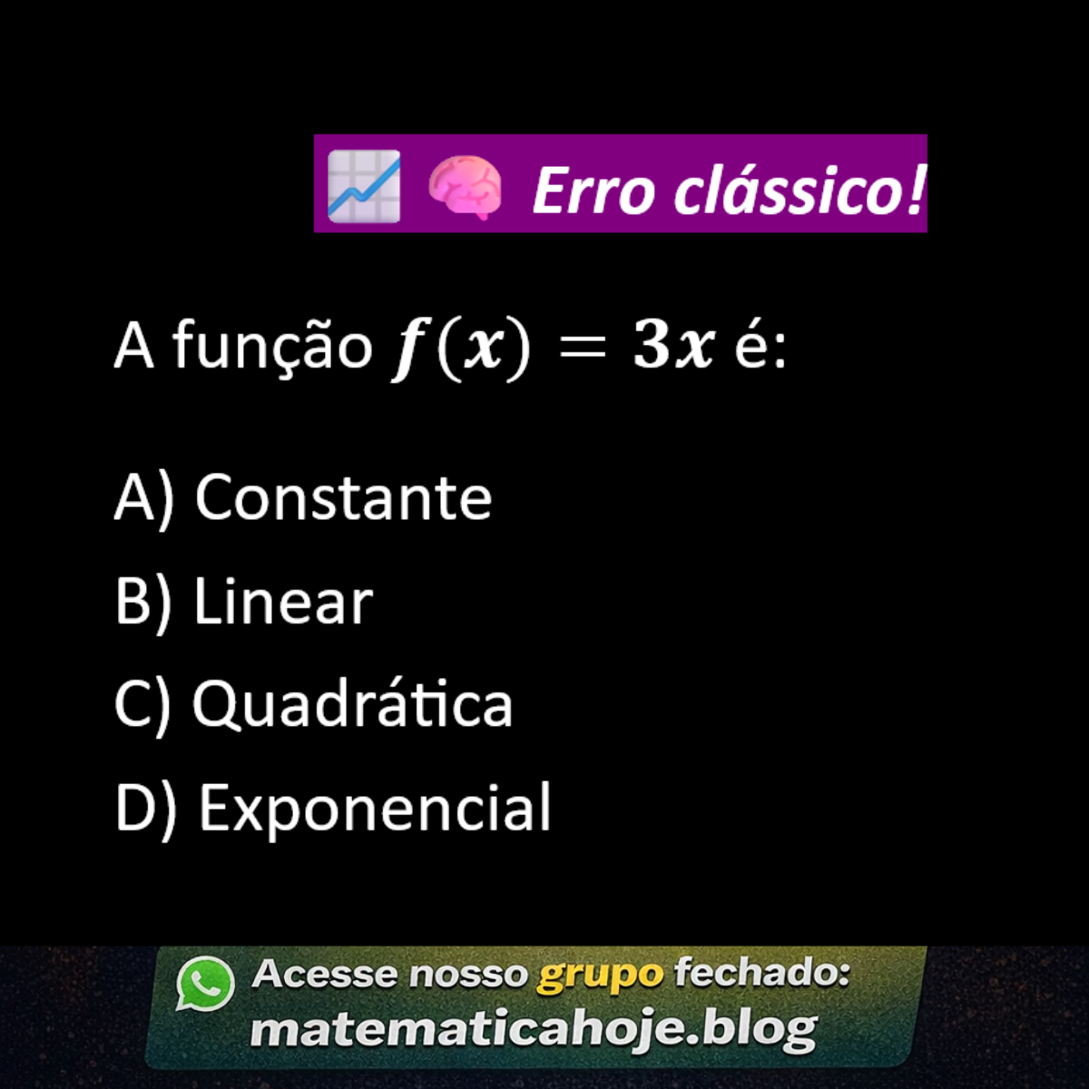 Questão sobre classificação de função