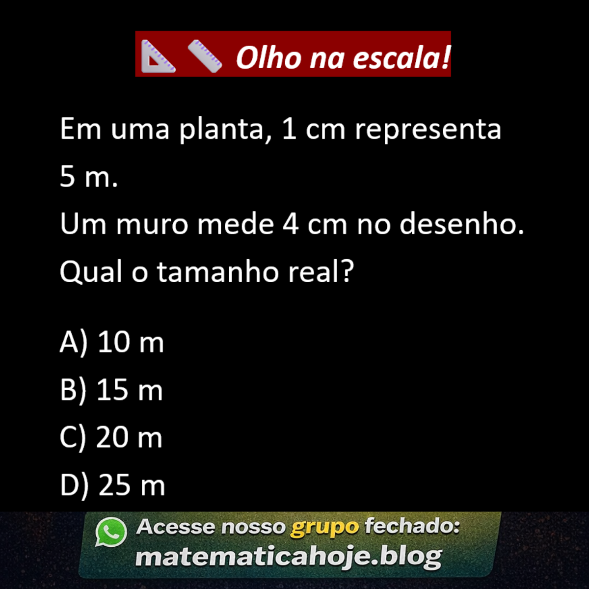 Questão sobre escala em planta